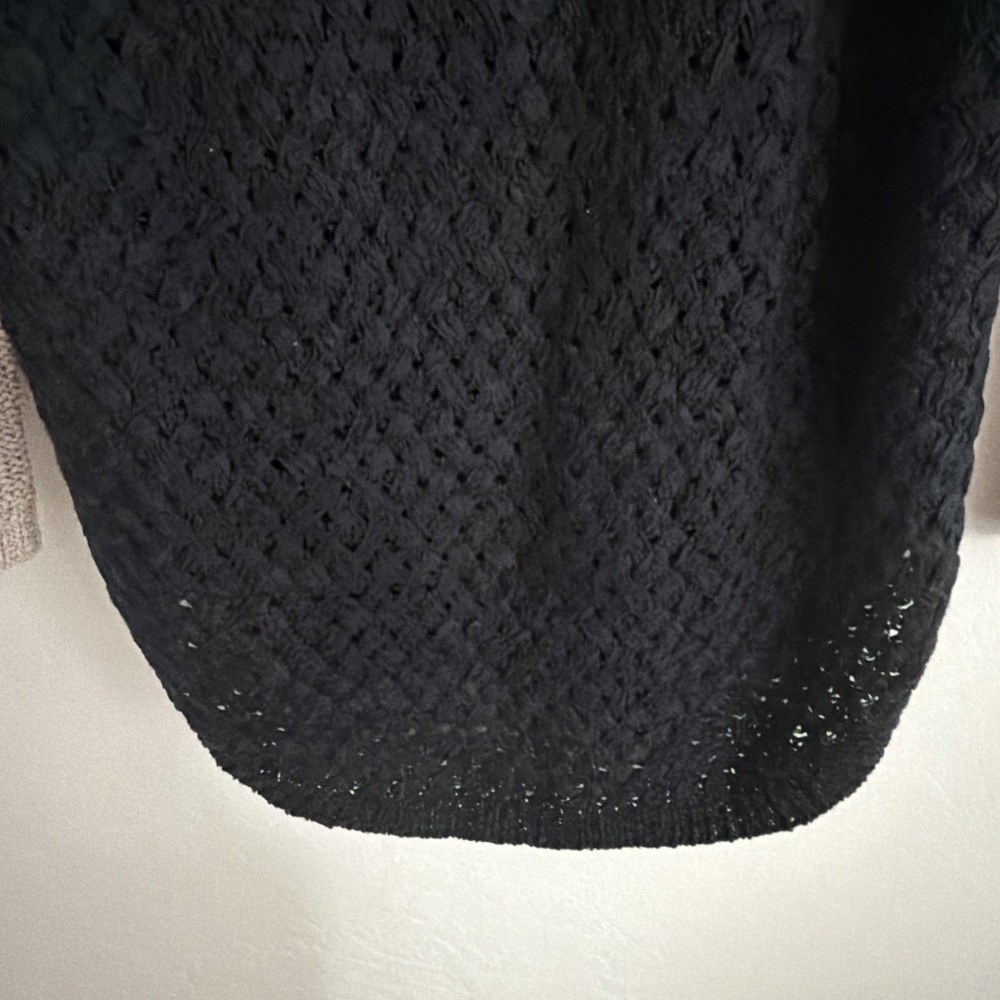 Soft Surroundings L Open Knit ColorBlock Sweater Neutral Boatneck Minimalist - Picture 4 of 5